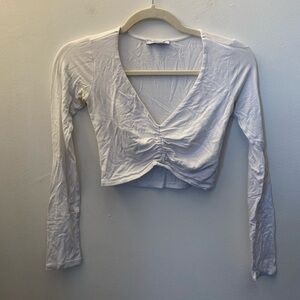 White Fashion Nova long sleeve crop top, size XS